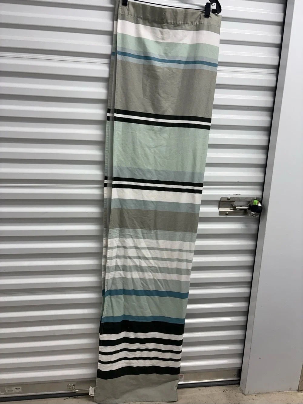Striped Rod Pocket Cotton Curtain Panel Gray Blue White Black Opaque